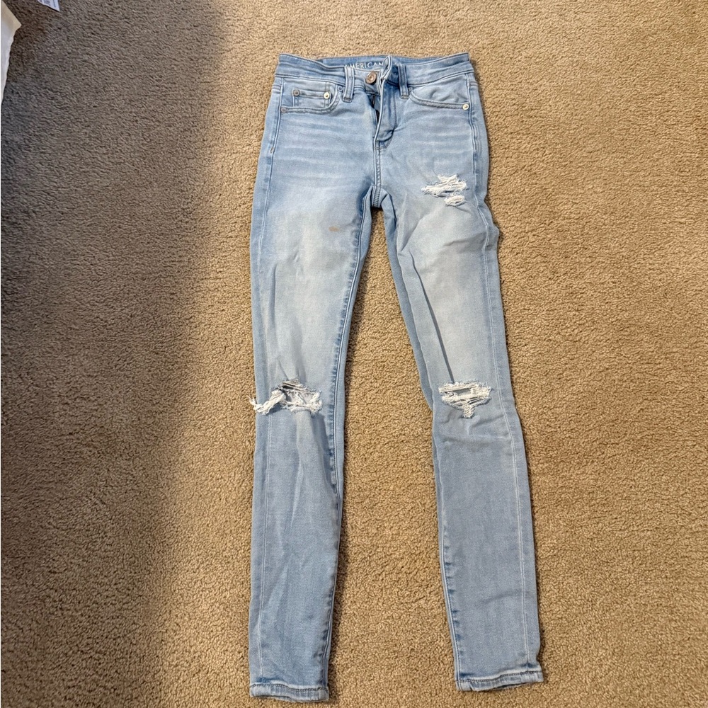 Stylish Light Blue Distressed Women's Jeans